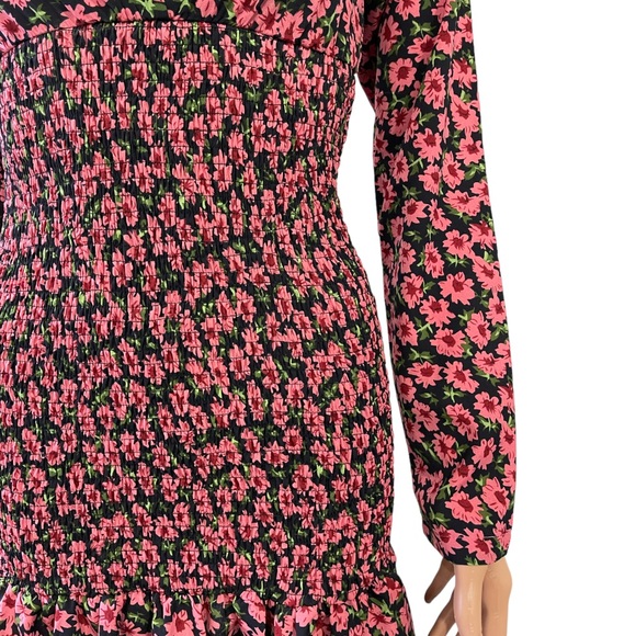 ASOS NaaNaa V neck tea dress in pink floral cinched - Picture 7 of 14